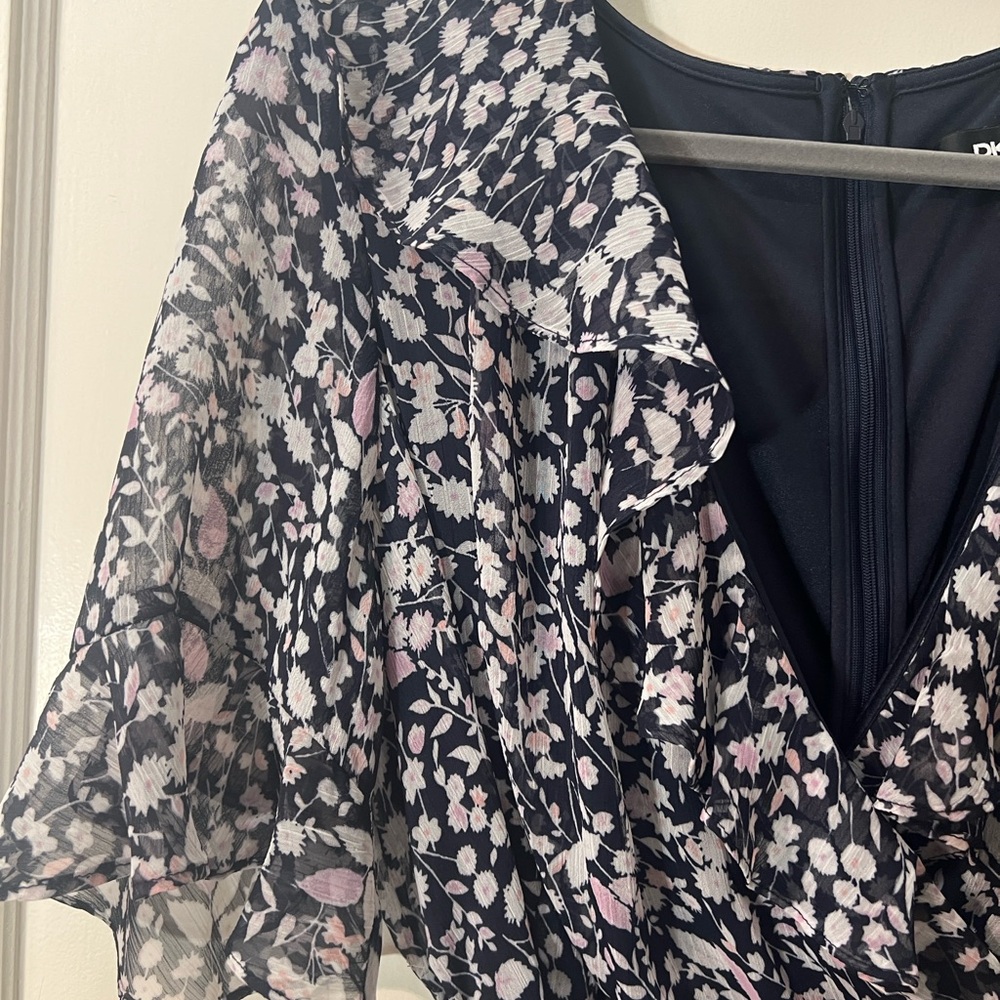 DKNY Black Floral Wrap Dress - Picture 3 of 4
